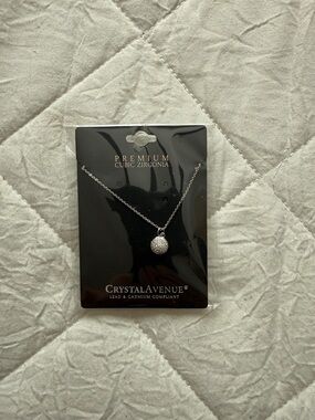 Silver Pave Cubic Zirconia Round Pendant Necklace